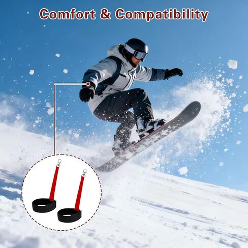 4 Pack Ski Glove Straps, Wrist Leash for Snowboard, Elastic Mitten Clips, Skiing Accessories, Snow Glove Strap, Red Black Safety Bands in Saudi Arabia