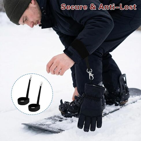 4 Pack Ski Glove Straps, Wrist Leash for Snowboard, Elastic Mitten Clips, Skiing Accessories, Snow Glove Strap, Red Black Safety Bands in Saudi Arabia