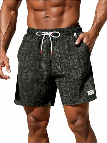 شورت شاطئ رجالي من SweatyRocks بوهو للسباحة برباط الخصر مع بطانة شبكية وجيوب in Saudi Arabia