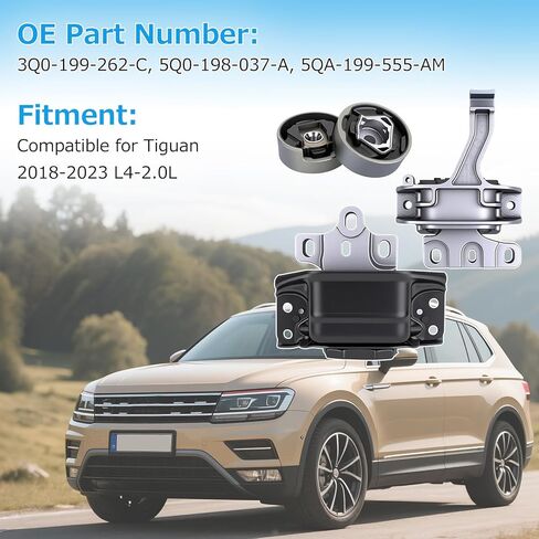 3Pcs Engine Motor and Transmission Mount Compatible for Tiguan 2018-2023 L4-2.0L Replacement 3Q0-199-262-C 5Q0-198-037-A 5QA-199-555-AM Engine Mounts in Saudi Arabia