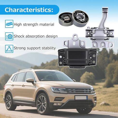 3Pcs Engine Motor and Transmission Mount Compatible for Tiguan 2018-2023 L4-2.0L Replacement 3Q0-199-262-C 5Q0-198-037-A 5QA-199-555-AM Engine Mounts in Saudi Arabia