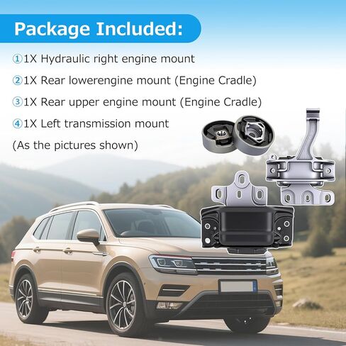 3Pcs Engine Motor and Transmission Mount Compatible for Tiguan 2018-2023 L4-2.0L Replacement 3Q0-199-262-C 5Q0-198-037-A 5QA-199-555-AM Engine Mounts in Saudi Arabia