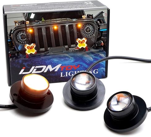 iJDMTOY 3pc Set Pre-Runner Style 12-SMD Amber Yellow LED Grille Clearance Light Kit Compatible with Jeep Wrangler JL or Gladiator JT in Kuwait