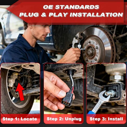 ABS Wheel Speed Sensor 1Pc: Rear Left & Right Compatible with Chevrolet 2014-2019 Silverado 1500 V8 5.3L V8 6.2L L4 2.7L V6 4.3L, 2015-2017 Tahoe V8 5.3L, 2019 Silverado 1500 LD V8 5.3L in Kuwait