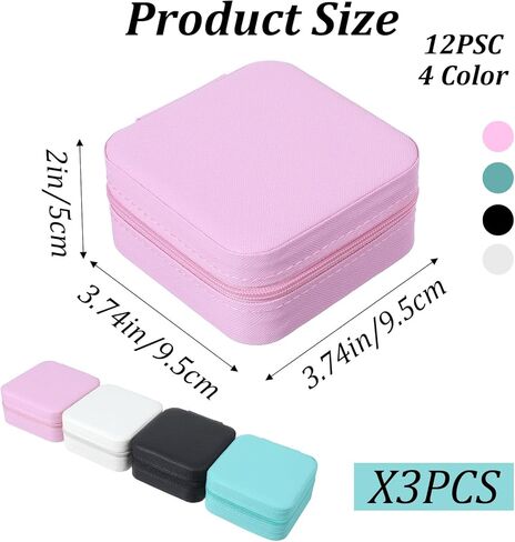 12 Pcs Portable Jewelry Travel Box Leather Travel Mini Jewelry Case Bulk Bridesmaid Gift Boxes Small Box Mini Storage Organizer for Women Return Gift(4 Color) in Kuwait