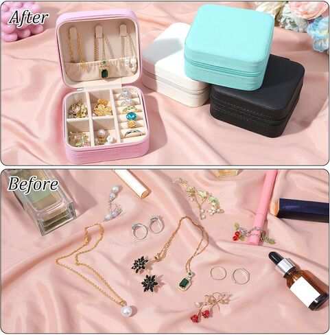 12 Pcs Portable Jewelry Travel Box Leather Travel Mini Jewelry Case Bulk Bridesmaid Gift Boxes Small Box Mini Storage Organizer for Women Return Gift(4 Color) in Kuwait