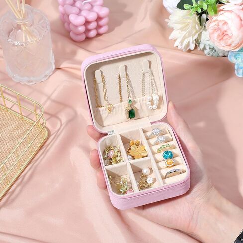 12 Pcs Portable Jewelry Travel Box Leather Travel Mini Jewelry Case Bulk Bridesmaid Gift Boxes Small Box Mini Storage Organizer for Women Return Gift(4 Color) in Kuwait