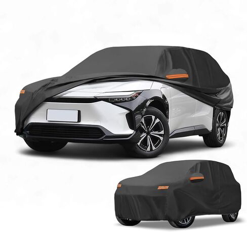 Car Cover Waterproof All Weather Sun Rain Protection Full Exterior Cover for Toyota BZ4X 190T-PU Black with Left Side Zippers in Saudi Arabia