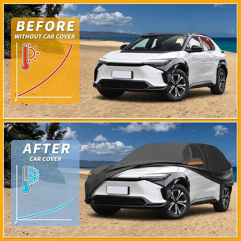 Car Cover Waterproof All Weather Sun Rain Protection Full Exterior Cover for Toyota BZ4X 190T-PU Black with Left Side Zippers in Saudi Arabia