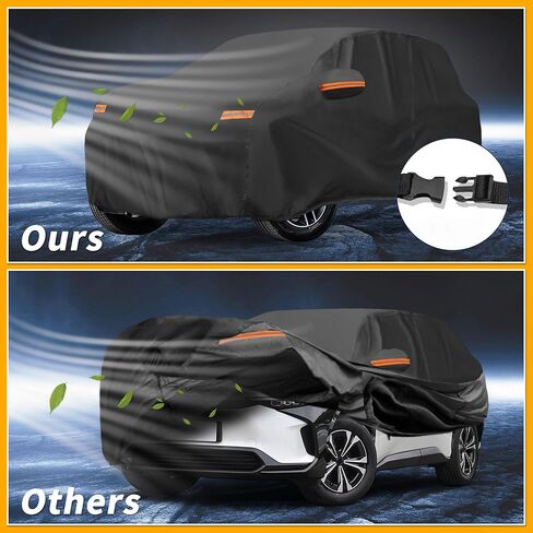 Car Cover Waterproof All Weather Sun Rain Protection Full Exterior Cover for Toyota BZ4X 190T-PU Black with Left Side Zippers in Saudi Arabia
