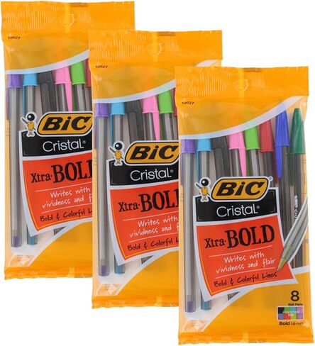 BIC Cristal Xtra Bold Ballpoint Pen, 1.6mm, Medium Point, Assorted Colors (24) in Saudi Arabia