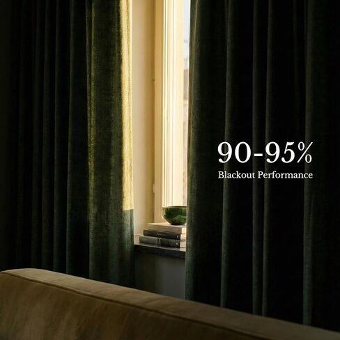 NICETOWN 395GSM Linen Pinch Pleated Vintage Olive Green Curtains 90 inch Long with Hooks - Room Darkening Wrinkle Resistant Drapes for Dining Room & Bedroom, Modern Home Decor (40" Wide, 2 Panels) in Saudi Arabia