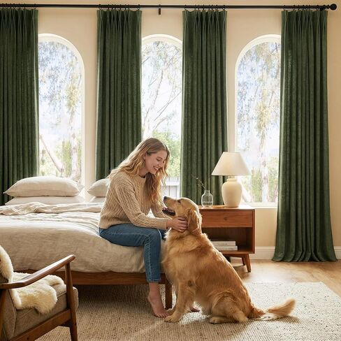 NICETOWN 395GSM Linen Pinch Pleated Vintage Olive Green Curtains 90 inch Long with Hooks - Room Darkening Wrinkle Resistant Drapes for Dining Room & Bedroom, Modern Home Decor (40" Wide, 2 Panels) in Saudi Arabia