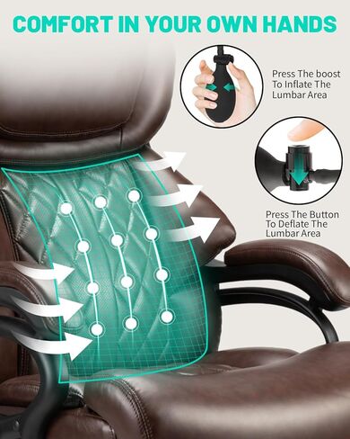 800lbs Big and Tall Office Chair with Wide Spring Seat, 360 Swivel & Heavy Duty Casters for Executive or Home Office Desk Chair (Brown) in Saudi Arabia