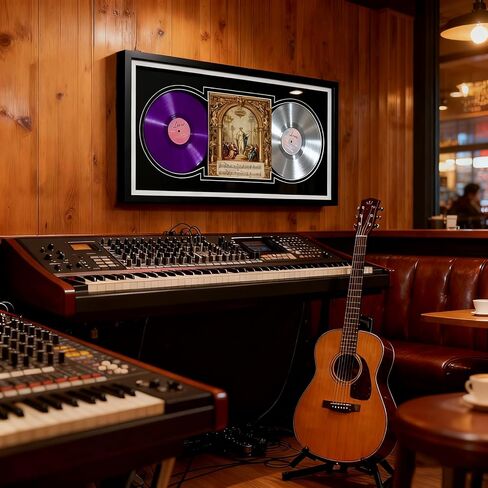 Double Vinyl Record Display Frame, Holds 2 LP Records & 1 Album Cover (12.5x12.5 Inch), Double Record Album Frame, Horizontal/Vertical Wall Mount for Music Collectors Home Decor in Saudi Arabia