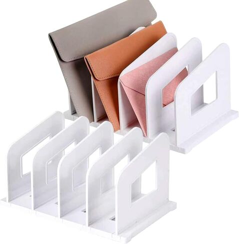 File Organizer, Acrylic Folder Organizer File Sorter, Plastic Vertical Dividers for Magazine Mail Letter Paper, Desktop Organizers for Office, Classroom & Home(4 Sections, 2 Pack), Black in Saudi Arabia