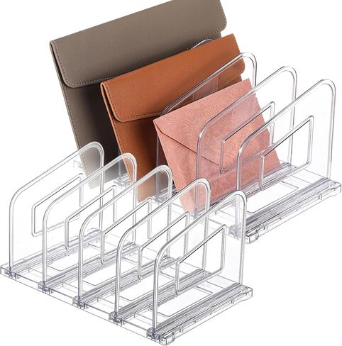 File Organizer, Acrylic Folder Organizer File Sorter, Plastic Vertical Dividers for Magazine Mail Letter Paper, Desktop Organizers for Office, Classroom & Home(4 Sections, 2 Pack), Black in Saudi Arabia