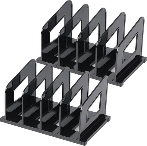 File Organizer, Acrylic Folder Organizer File Sorter, Plastic Vertical Dividers for Magazine Mail Letter Paper, Desktop Organizers for Office, Classroom & Home(4 Sections, 2 Pack), Black in Saudi Arabia