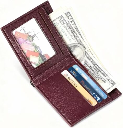 12 قطعة محفظة للرجال محافظ جلدية للرجال بالجملة للنقش بنفسك مع حامل بطاقة مشبك المال (6 أسود و6 بني فاتح) in Kuwait