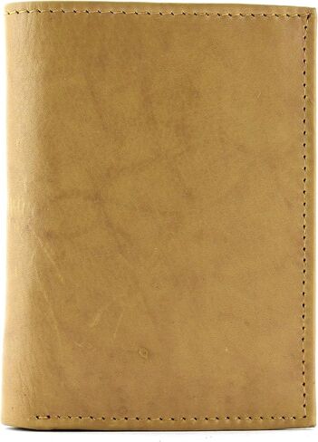 Bacci compact Trifold Wallet for Men - Genuine Leather Men's Wallet with 1 center flap 2 ID windows, 2 card Slots, 2 cash compartments - clean stitching sturdy Mens Wallet Leather (Tan) in Saudi Arabia