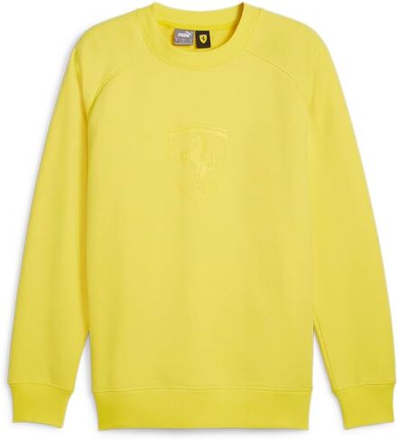 PUMA Mens Scuderia Ferrari Race Shield Crew Neck Sweatshirt Casual - Yellow in Saudi Arabia