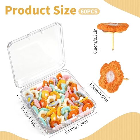 60 PCS Cute Flower Push Pins, Decorative Flower Cute Thumb Tacks, Decorative Thumbtacks for Bulletin Board, Photo Wall, Cork Board, Map, Office Home Decor in Saudi Arabia