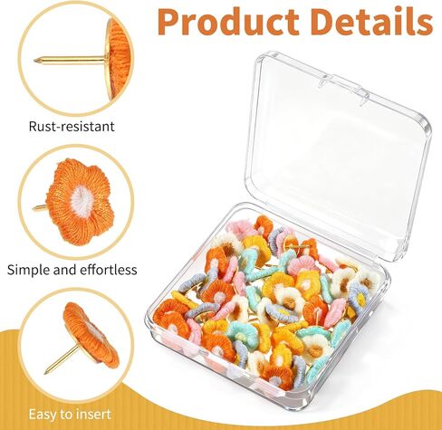 60 PCS Cute Flower Push Pins, Decorative Flower Cute Thumb Tacks, Decorative Thumbtacks for Bulletin Board, Photo Wall, Cork Board, Map, Office Home Decor in Saudi Arabia
