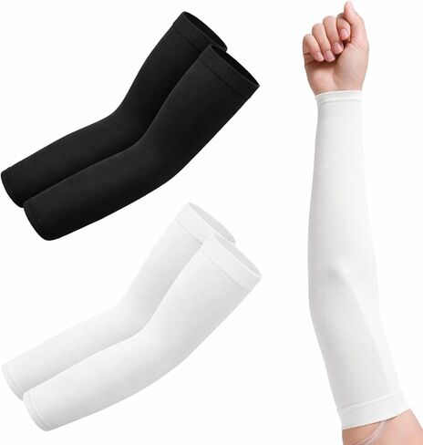 4 Pcs Line Sleeve Line Cover Adult Breathable and Elastic Line Sleeve Soft Arm Covers Comfortable Long Upper Arm Compression Sleeves Line Arm Nursing Sleeve for Women Men Kids, White and Black in Saudi Arabia