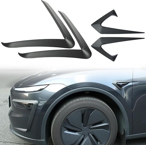 غطاء أمامي لحاجب الضباب الخفيف لسيارة Tesla Model Y Juniper 2025-2026 - إطار مصباح الضباب شفرة سبويلر الستارة الواقية من الصدمات - (ألياف الكربون غير اللامعة 4 قطع) غير مناسب لمعايير 2026 in Kuwait