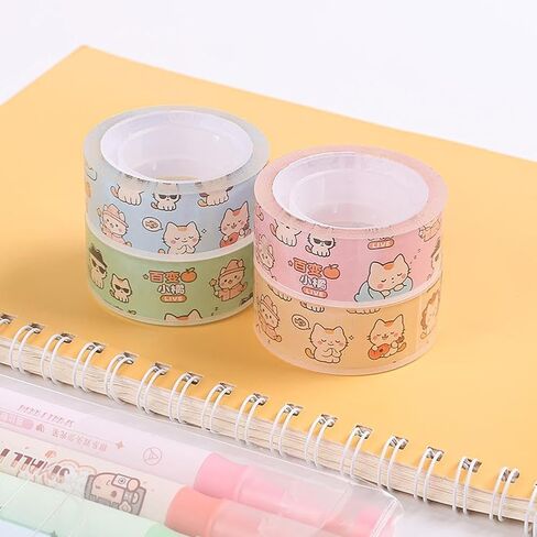 Versatile Little Orange Transparent Tape - Cute Cartoon Design Easy Tear PET Film, Clear Background Washi Tape for Journal Planner Decoration, Kawaii Stationery Supplies in Saudi Arabia