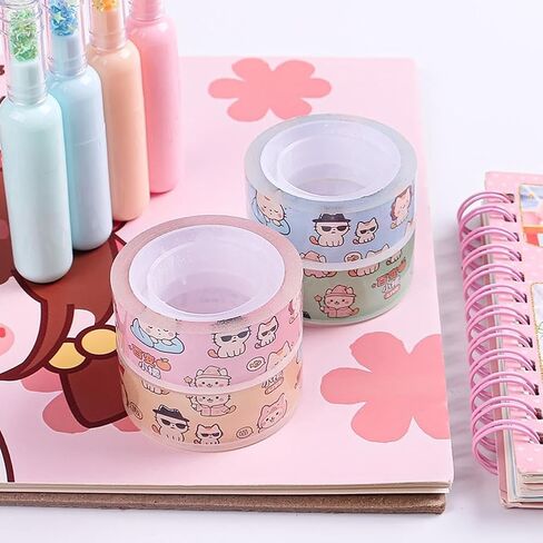 Versatile Little Orange Transparent Tape - Cute Cartoon Design Easy Tear PET Film, Clear Background Washi Tape for Journal Planner Decoration, Kawaii Stationery Supplies in Saudi Arabia