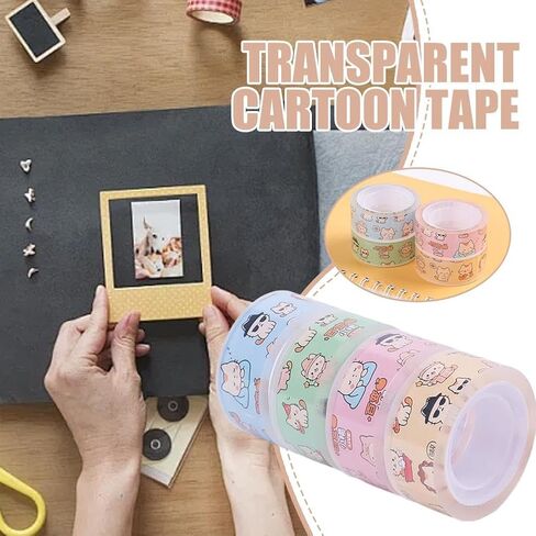 Versatile Little Orange Transparent Tape - Cute Cartoon Design Easy Tear PET Film, Clear Background Washi Tape for Journal Planner Decoration, Kawaii Stationery Supplies in Saudi Arabia