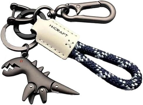 Dinosaur Weseecase Keychain Aluminum Alloy Charm Paired with a Hand-Woven Bracelet Metal Dinosaur Keychain For Backpack in Saudi Arabia