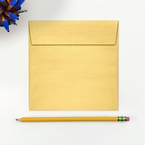 مغلفات دعوة مربعة من LUXPaper | قشر واضغط | 5 1/2 بوصة × 5 1/2 بوصة | ذهبي ميتاليك | 80 رطل. نص | 50 الكمية in Saudi Arabia