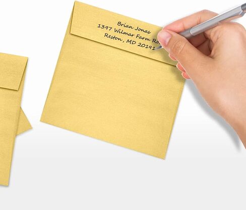 مغلفات دعوة مربعة من LUXPaper | قشر واضغط | 5 1/2 بوصة × 5 1/2 بوصة | ذهبي ميتاليك | 80 رطل. نص | 50 الكمية in Saudi Arabia