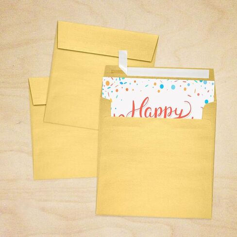 مغلفات دعوة مربعة من LUXPaper | قشر واضغط | 5 1/2 بوصة × 5 1/2 بوصة | ذهبي ميتاليك | 80 رطل. نص | 50 الكمية in Saudi Arabia