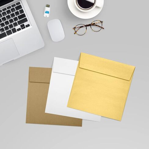 مغلفات دعوة مربعة من LUXPaper | قشر واضغط | 5 1/2 بوصة × 5 1/2 بوصة | ذهبي ميتاليك | 80 رطل. نص | 50 الكمية in Saudi Arabia
