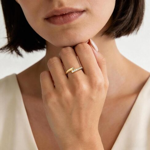 MSBLUE Wedding Band Ring for Women, Moissanite Accent, Interlocking Bypass Ring, 14K Gold Over Sterling Silver in Saudi Arabia
