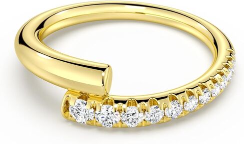 MSBLUE Wedding Band Ring for Women, Moissanite Accent, Interlocking Bypass Ring, 14K Gold Over Sterling Silver in Saudi Arabia