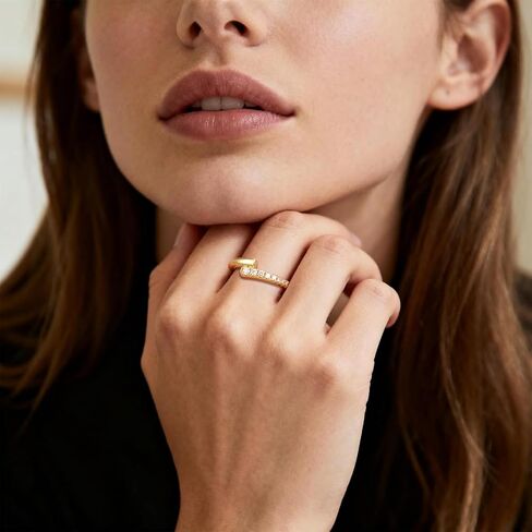 MSBLUE Wedding Band Ring for Women, Moissanite Accent, Interlocking Bypass Ring, 14K Gold Over Sterling Silver in Saudi Arabia