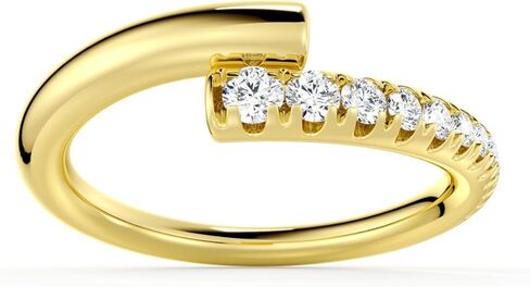 MSBLUE Wedding Band Ring for Women, Moissanite Accent, Interlocking Bypass Ring, 14K Gold Over Sterling Silver in Saudi Arabia