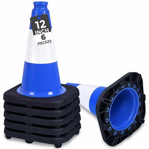 BESEA 8pack 18 "بوصة المخاريط المرورية الخضراء المخاريط السلامة البلاستيكية البناء المخاريط مع 6 بوصة طوق عاكس للاستخدام في مواقف السيارات على الطرق المنزل (8 المخاريط) in Kuwait