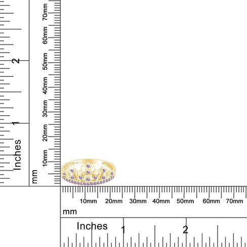 AFFY Round Cut Simulated Birthstone Ring for Women | Princess Crown Ring | 14K Gold Over Sterling Silver | Dainty Promise Ring | Elegant Gift for Her, Birthday, or Anniversary in Saudi Arabia