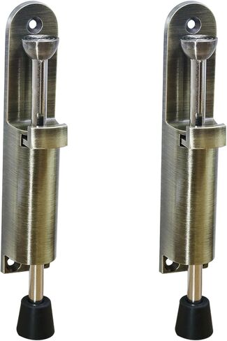 Automatic Kickdown Door Stopper, Elfthloo Adjustable Telescopic Heavy-Duty Commercial Spring Foot-Operated Door Stop Holder, Easy Step On/Off Release, Wall Protector, Medium Brushed Nickel(1 Pack) in Saudi Arabia