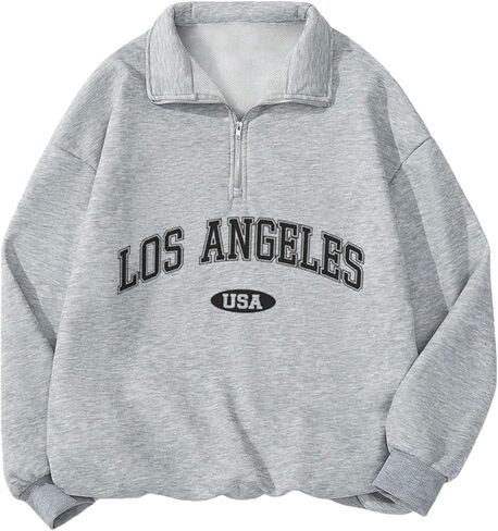 SweatyRocks Women's Plus Size Half Zip Up Sweatshirts Long Sleeve Casual Letter Graphic Oversized Pullover Tops in Saudi Arabia