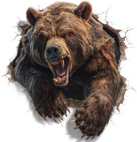 ملصق سيارة MAKTEM 3D Roaring Brown Wild Bear Peeking Car، ملصق وحش الغابة البرية، رسم فينيل لحيوان واقعي لشاحنة SUV وكمبيوتر محمول جداري مقاوم للماء في الهواء الطلق، قطعة واحدة (دب) in Saudi Arabia