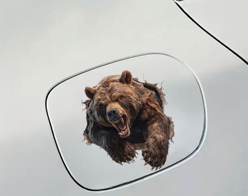 ملصق سيارة MAKTEM 3D Roaring Brown Wild Bear Peeking Car، ملصق وحش الغابة البرية، رسم فينيل لحيوان واقعي لشاحنة SUV وكمبيوتر محمول جداري مقاوم للماء في الهواء الطلق، قطعة واحدة (دب) in Saudi Arabia