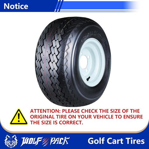 إطارات Wolf Pack مقاس 18X8.50-8 لعربة الجولف مع عجلة صلبة بيضاء مقاس 8X7 4-4.0 بدون إطار إطار غير اتجاهي متعدد التضاريس مع قوة جر فائقة لأداء طويل الأمد، 6 طبقات، مجموعة من 4 in Kuwait