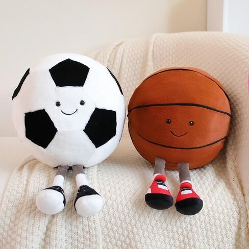 Football Throw Pillow 13.7" Cute Round Sports Plush Pillow Toy Fluffy Soft Throw Pillow for Bedroom Decoration and Boy Girls Children Birthday (White) in Saudi Arabia