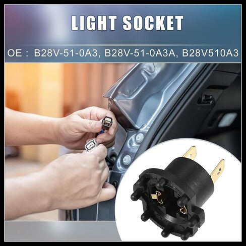 المصباح الأمامي لمبة محول المقبس B28V-51-0A3 B28V-51-0A3A لمازدا 3 2004-2009 البلاستيك الأسود (مجموعة من 2) مادة متينة in Saudi Arabia